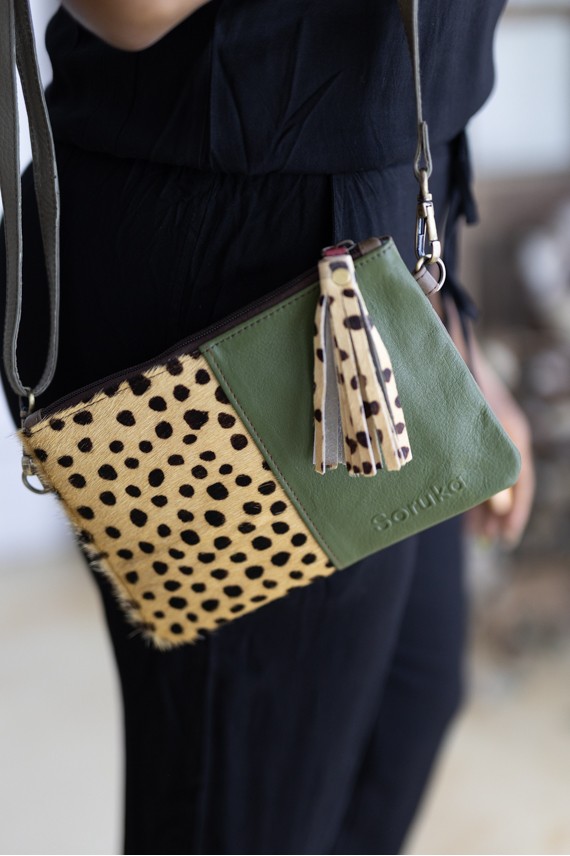 Bolso Soruka Miranda Verde Oliva Animal Print Topos