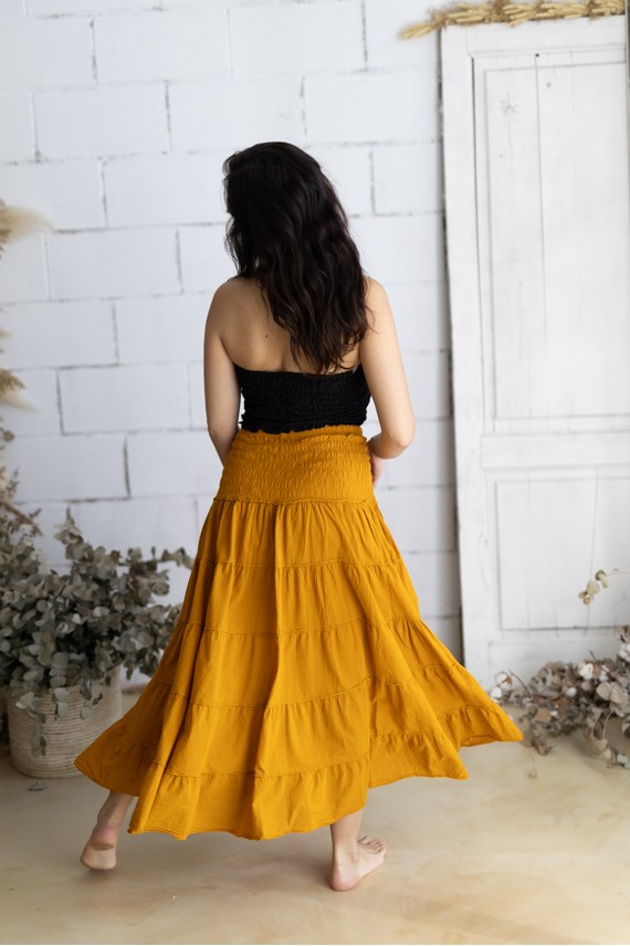 Falda Larga Boho de Algodón con Cintura Elástica