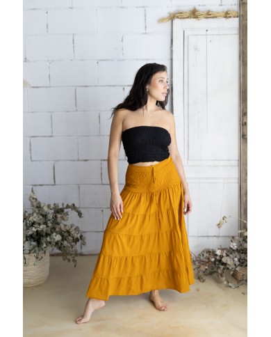 Falda Larga Boho de Algodón con Cintura Elástica