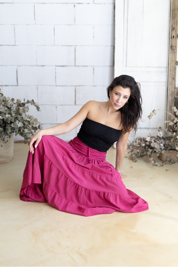 Falda Larga Boho de Algodón con Cintura Elástica