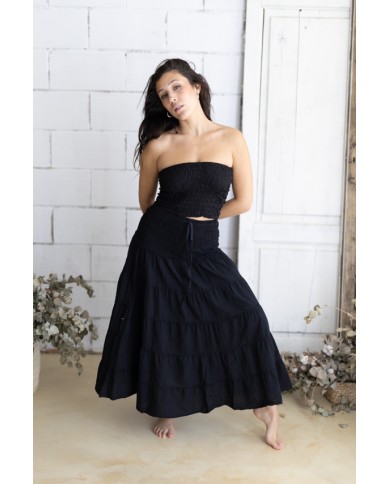 Falda Larga Boho de Algodón con Cintura Elástica