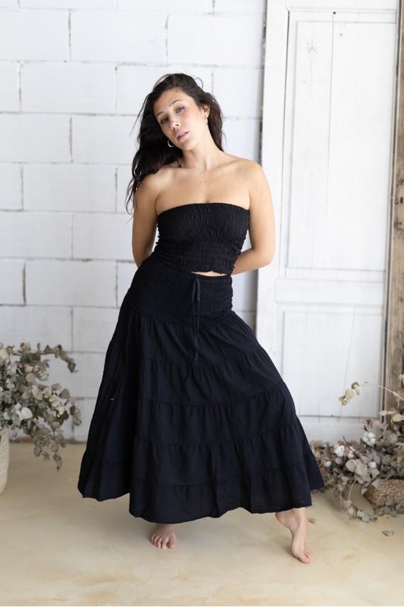 Falda Larga Boho de Algodón con Cintura Elástica