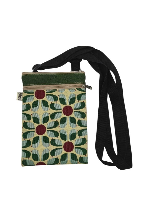 Bolso Porta Móvil Jacquard Floral Geométrico Artesanal