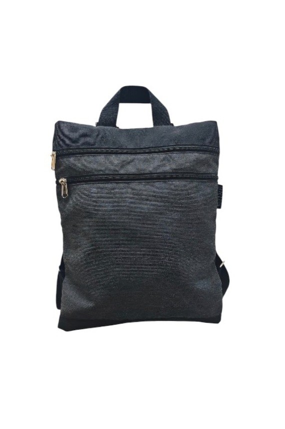 Mochila Jacquard Lisa Artesanal Negra