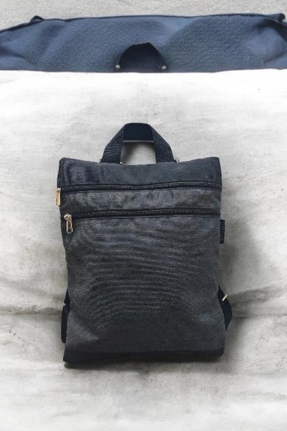 Mochila Jacquard Lisa Artesanal Negra