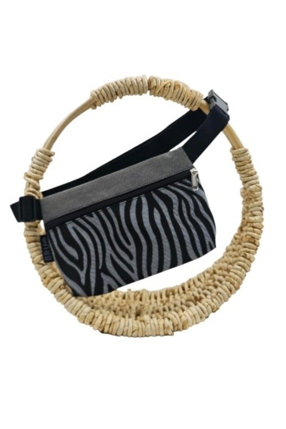 Riñonera Algodón Basic Estampado Cebra Gris