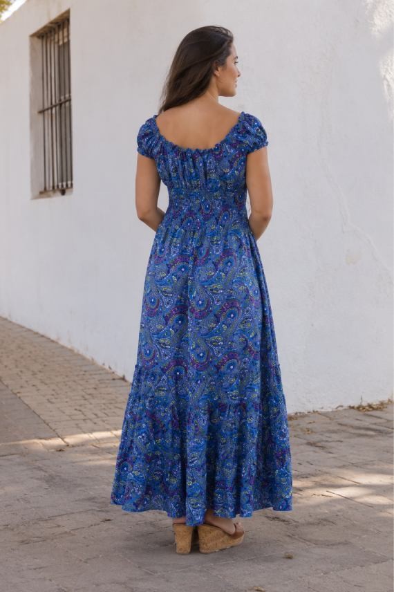 Vestido Largo Poliester Estampado Sari