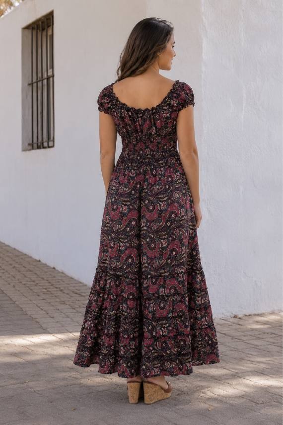 Vestido Largo Poliester Estampado Sari