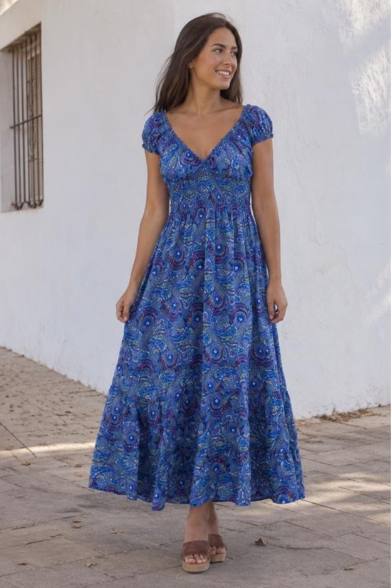 Vestido Largo Poliester Estampado Sari