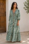 Vestido Largo Algodón Estampado Étnico
