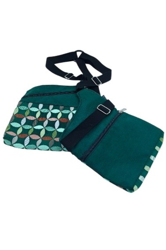 Alforja Jacquard Verde Estampado Geométrico Multicolor