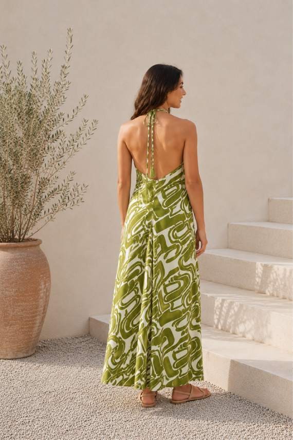 Vestido Largo Viscosa Estampado Graffiti