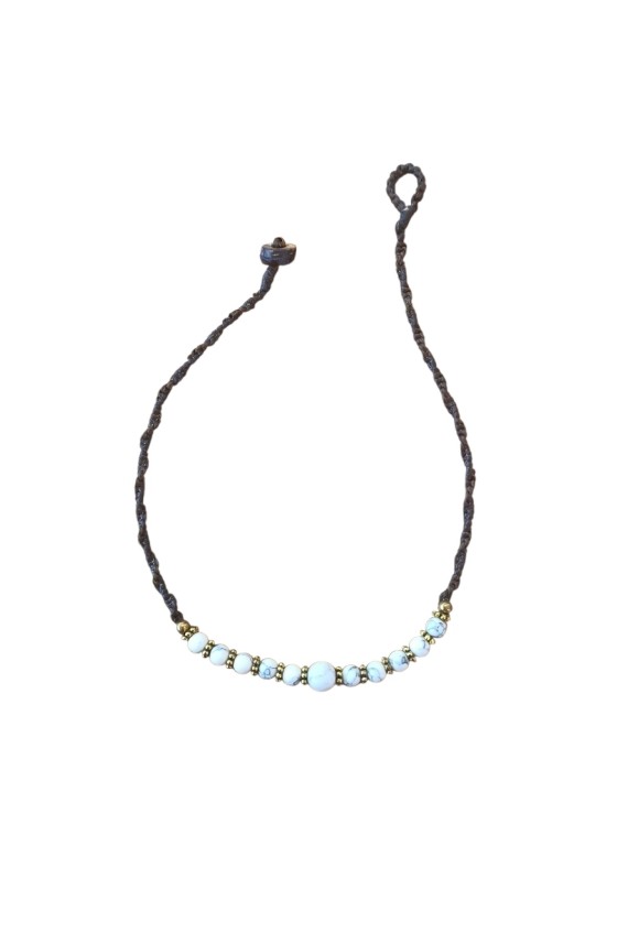 Tobillera Macramé y Piedra Natural