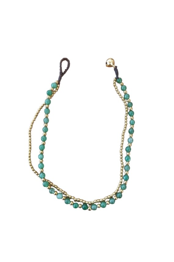 Tobillera Macrame y Cuentas Gold