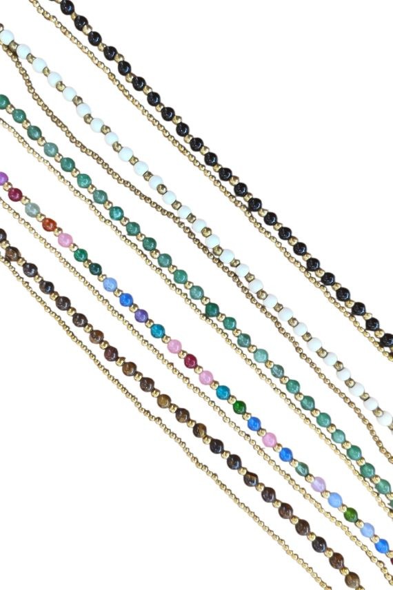Tobillera Macrame y Cuentas Gold
