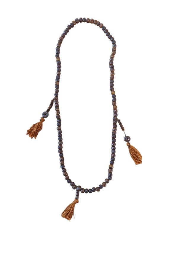 Collar Rosario Cuentas Madera y Borla