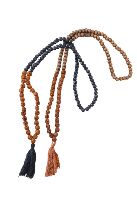 Collar Rosario Cuentas Madera y Rudraksha