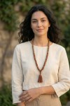 Collar Rosario Cuentas Madera y Borla