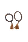 Pulsera Cuentas Madera y Borla