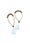 Pulsera Cuentas Madera y Rudraksha con Borla