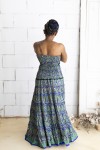 Vestido largo palabra de honor Olas del Andamán Azul