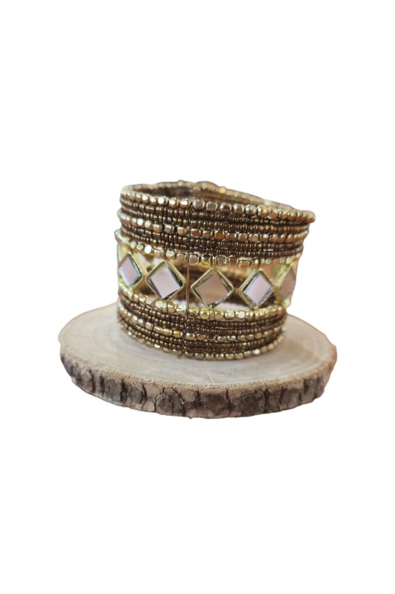 Brazalete Semirrígido con Espejos y Cuentas