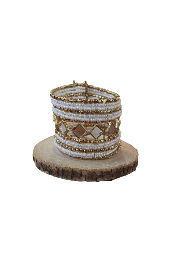 Brazalete Semirrígido con Espejos y Cuentas