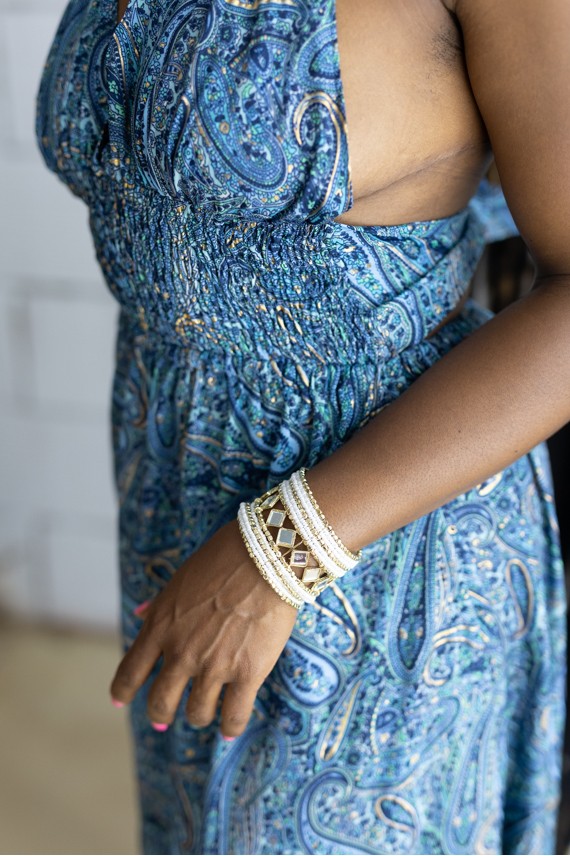 Brazalete Semirrígido con Espejos y Cuentas