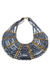 Collar Nilo de Cuentas Azules con Múltiples Hileras