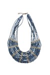 Collar Nilo de Cuentas Azules con Múltiples Hileras