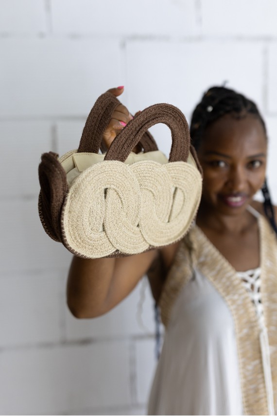 Bolso de Rafia Trenzada Nudos Boho