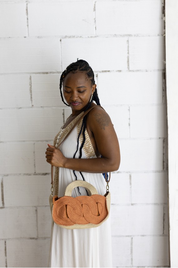 Bolso de Rafia Trenzada Nudos Boho