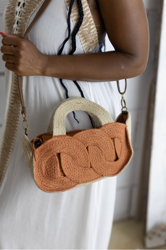 Bolso de Rafia Trenzada Nudos Boho