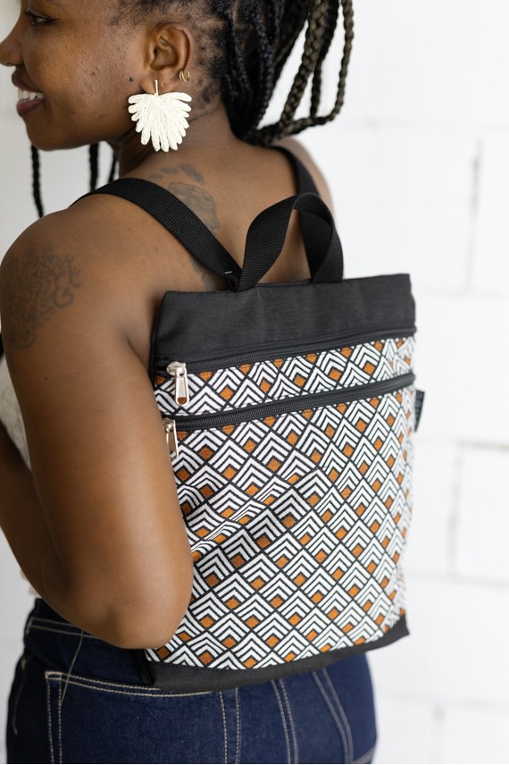 Mochila Jacquard Geométrica Artesanal Rombo