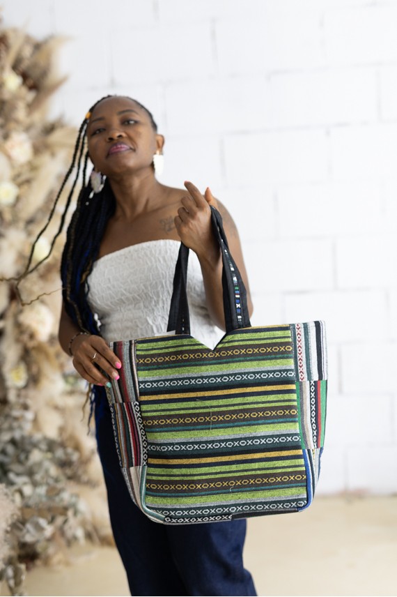 Bolso Tote Artesanal Estampado Étnico
