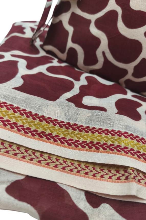Pareo de Algodón con Bolso a Juego Estampado Manchas