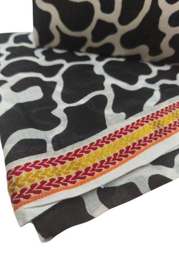 Pareo de Algodón con Bolso a Juego Estampado Manchas