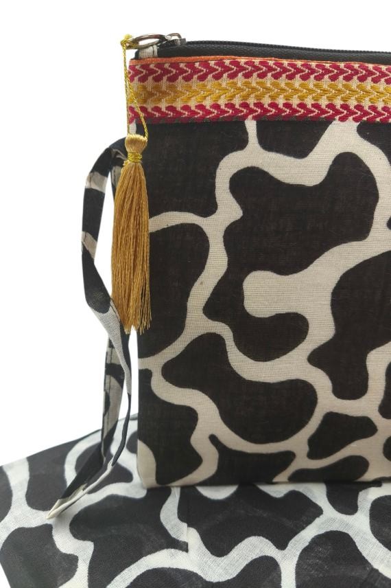 Pareo de Algodón con Bolso a Juego Estampado Manchas