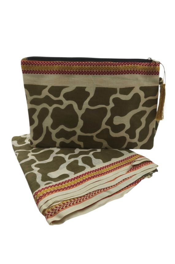 Pareo de Algodón con Bolso a Juego Estampado Manchas