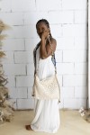 Bolso crochet de algodón color crudo con asa trenzada regulable