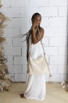 Bolso crochet de algodón color crudo con asa trenzada regulable