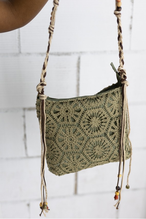 Bolso Crochet de Algodón Verde Pequeño
