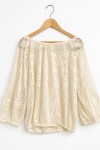 Blusa Boho de Algodón con Encaje Floral y Detalles de Conchas Blanca
