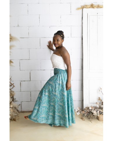 Falda Pantalón Art Silk Azul Turquesa