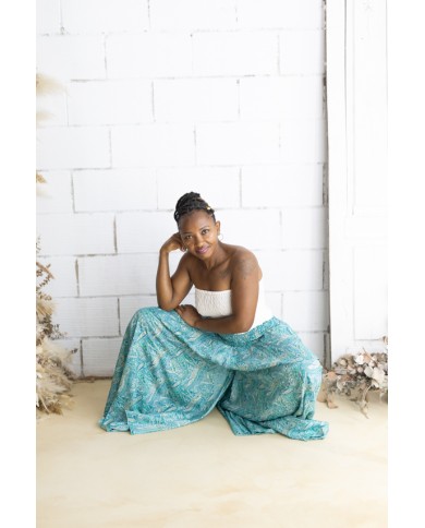 Falda Pantalón Art Silk Azul Turquesa