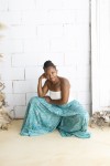 Falda Pantalón Art Silk Azul Turquesa