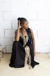 Vestido largo de bambula negro con espalda descubierta y estilo boho artesanal Samarkanda.