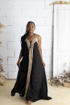 Vestido largo de bambula negro con espalda descubierta y estilo boho artesanal Samarkanda.