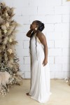 Vestido largo de bambula blanco con espalda descubierta y estilo boho artesanal Samarkanda.