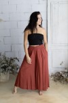 Pantalón palazzo de viscosa color teja fluido para mujer estilo boho chic Samarkanda